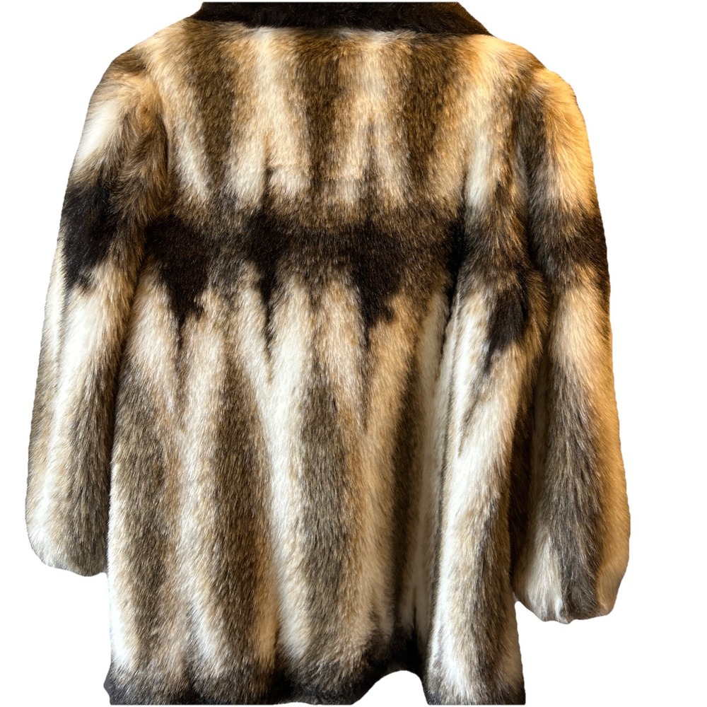 Olympia Limited Inc Faux Fur Coat Jacket Large USA Beige Brown Black Vintage‎ - Picture 5 of 8
